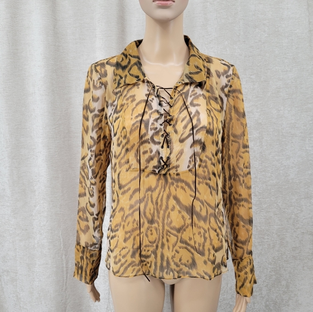 Ice Animal Print Blouse - Brown and Black